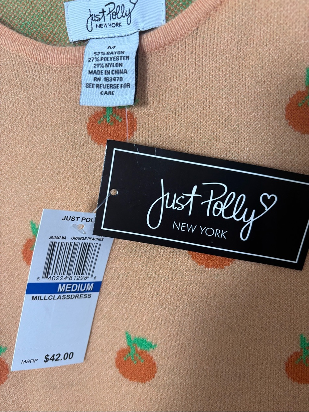 Peach Print Knit Tank Dress - Peach - Picture 3 of 9